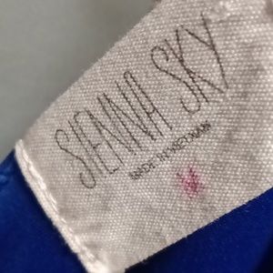 FINAL PRICE SIENNA SKY blue t-strap v-neck flared sundress w cut-out back